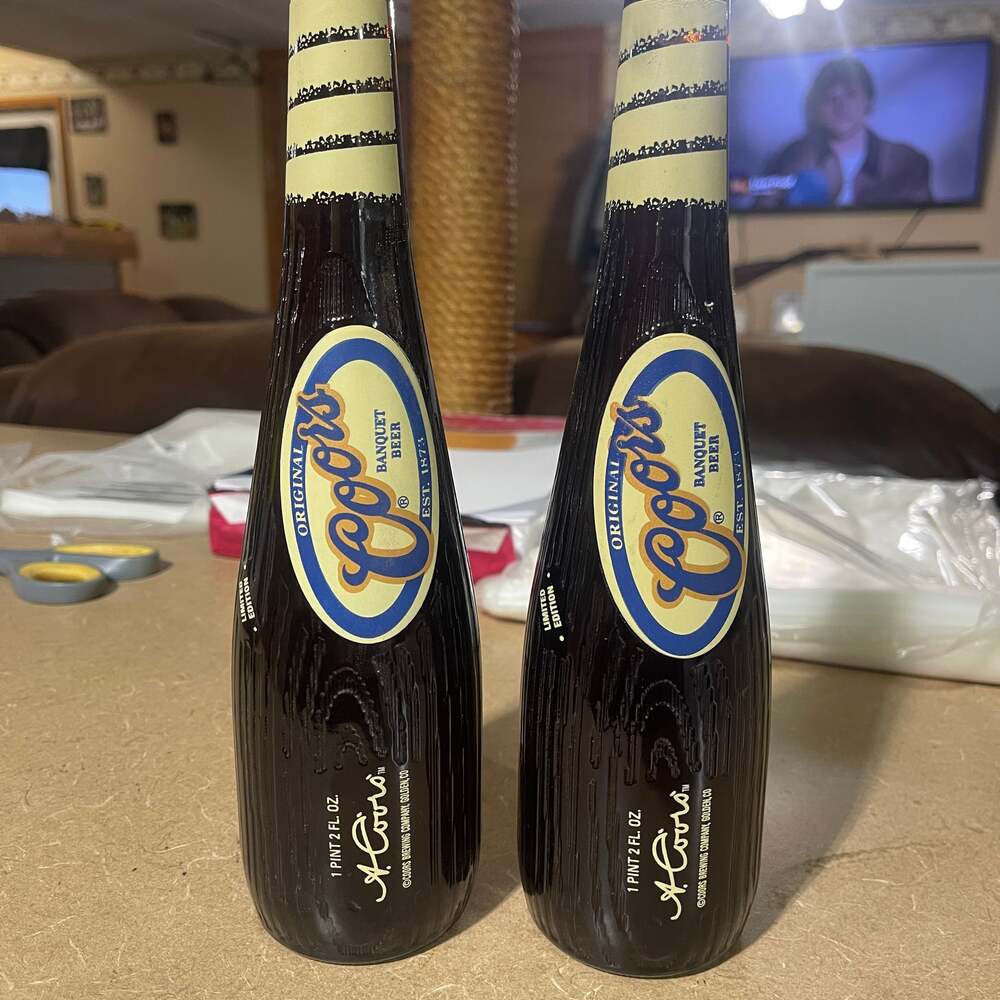 2 Coors Light Limited Edition Baseball Bat Bottle 1996 With Original Cap